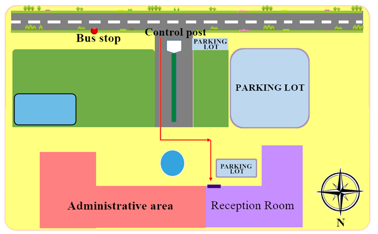 After receiving the control whistle, the supervisor went straight to the small lotus pond and turned left 2 meters to park the vehicle on the right.