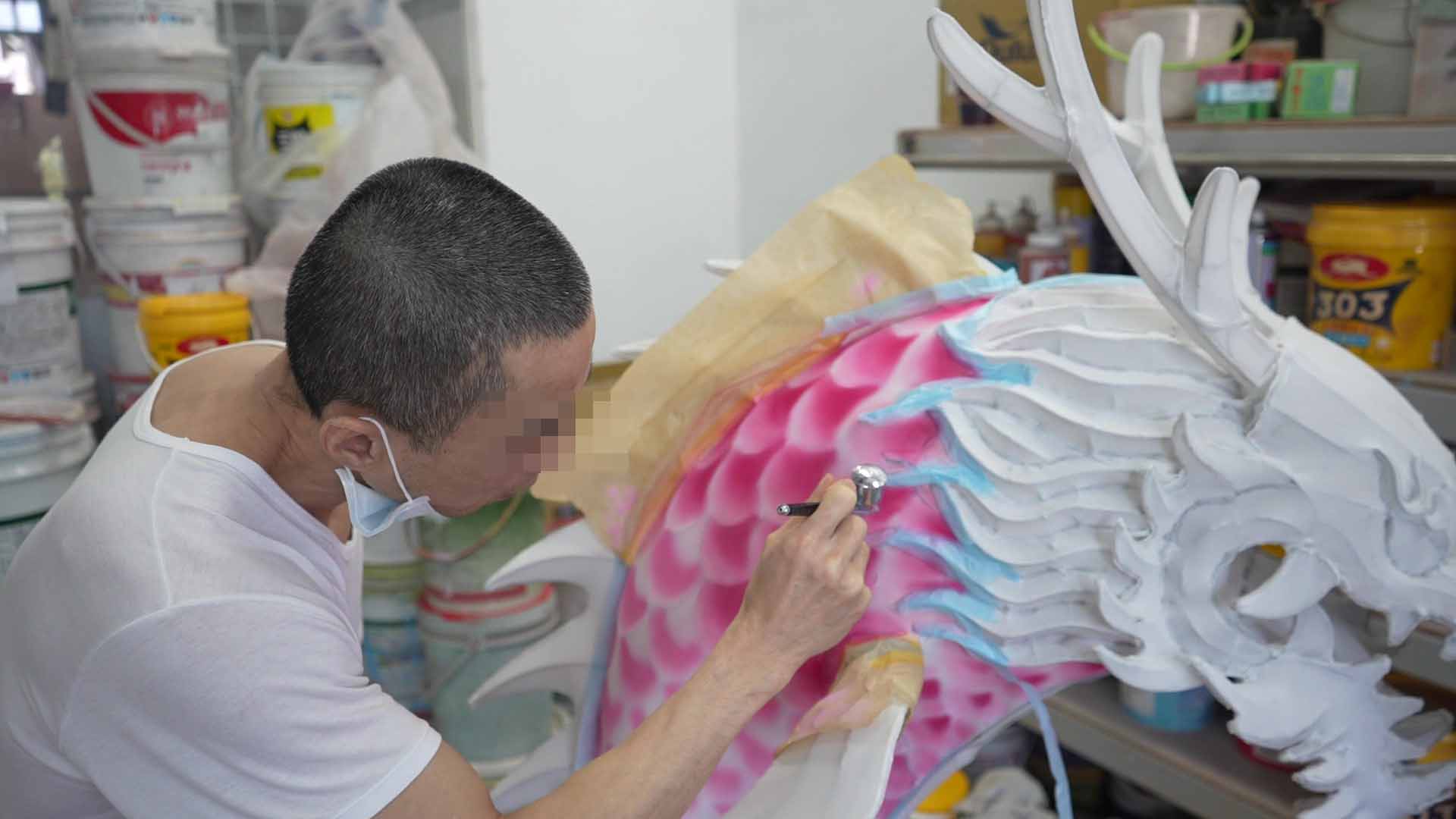 鰲龍花燈上色